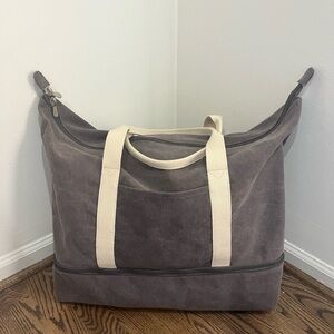 Lo & Sons Tote Denim Canvas Large Duffel Bag 100% Cotton Gray